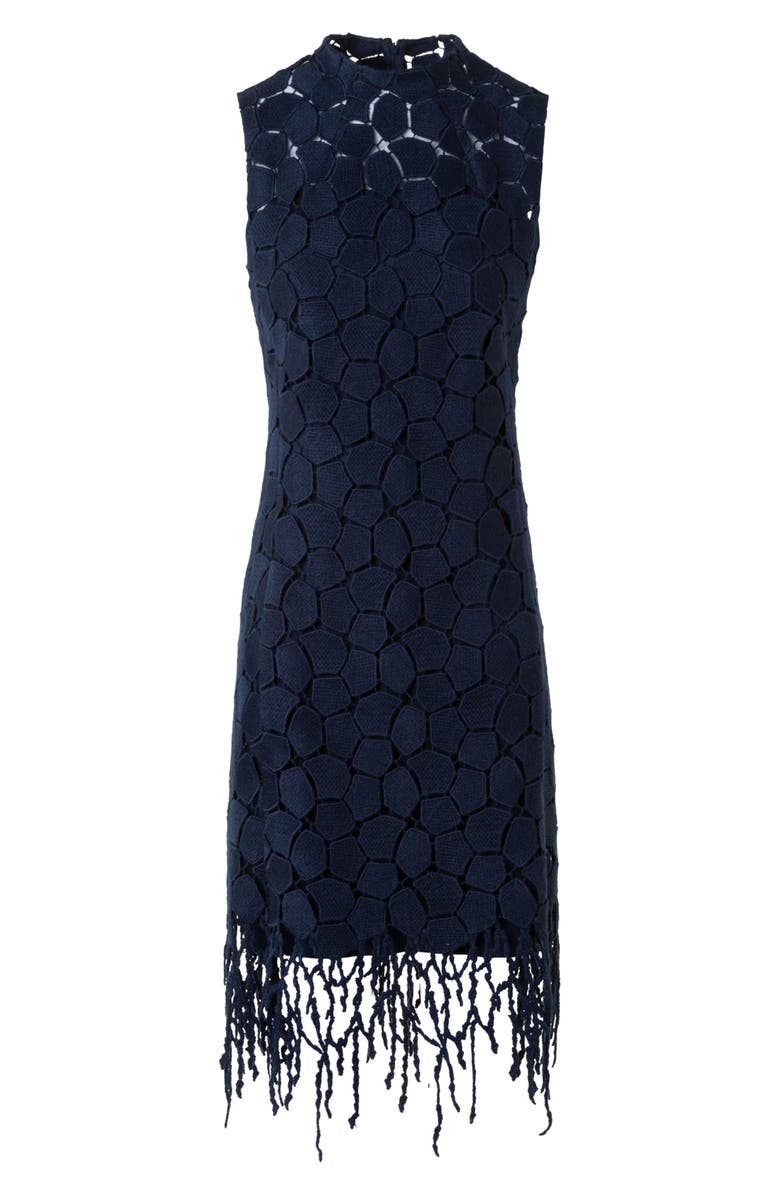 Akris Mosaic Wool Blend Sheath Dress, Alternate, color, Navy