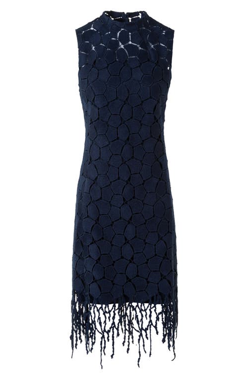 Akris Mosaic Wool Blend Sheath Dress In Blue