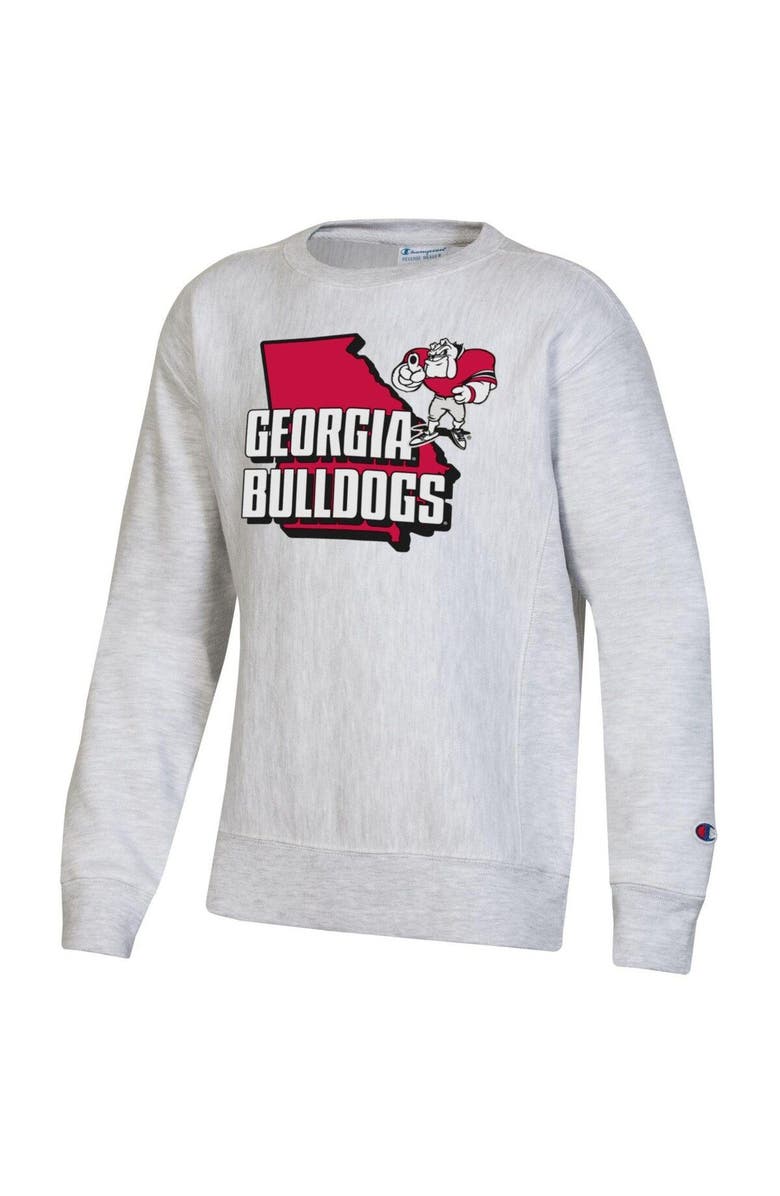 Champion Youth Champion Heather Gray Georgia Bulldogs Reverse Weave Pullover Sweatshirt, Alternate, color,