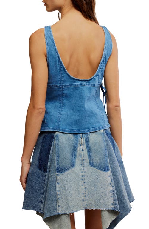 Free People Not My Fault Denim Corset Tank In Blue