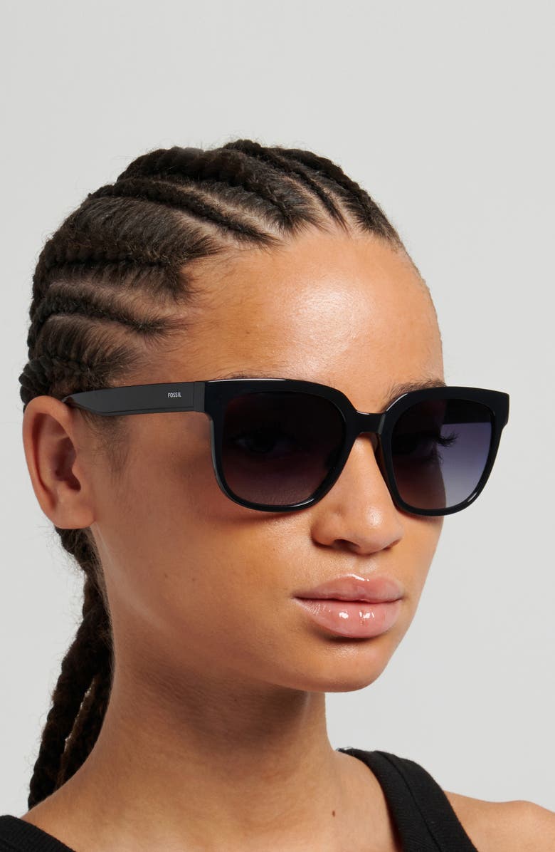 Fossil 54mm Gradient Square Sunglasses, Alternate, color, Black/ Dark Grey Sf