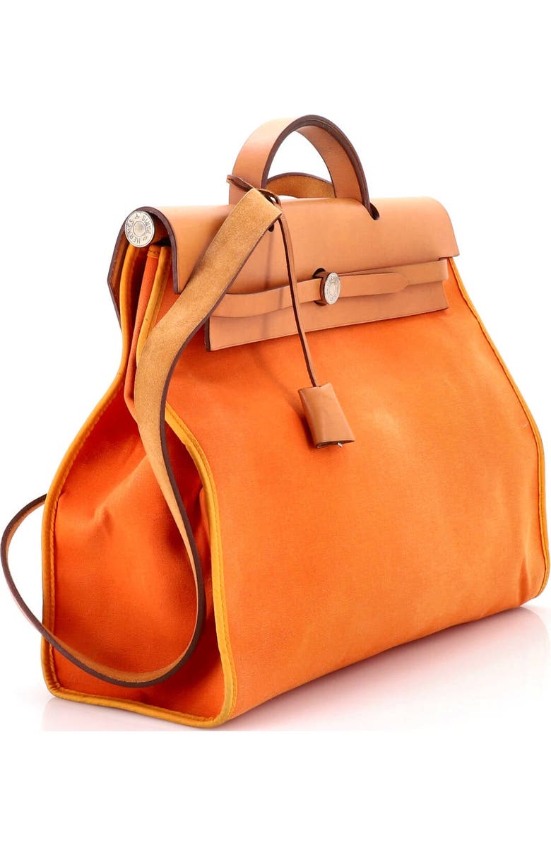 Pre-Owned Hermes Herbag Zip Leather and Toile 39, Alternate, color, Orange H
