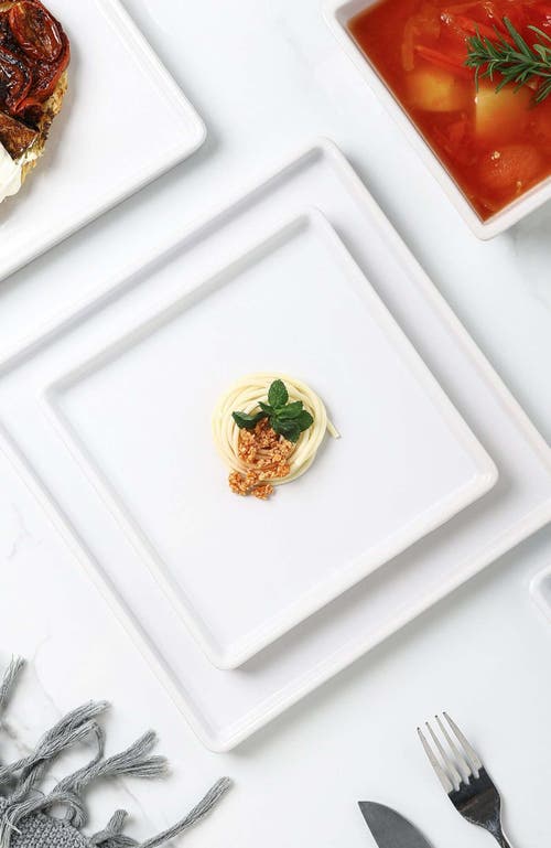 Stone Lain Grace Stoneware 4-piece Salad Plate Set In White