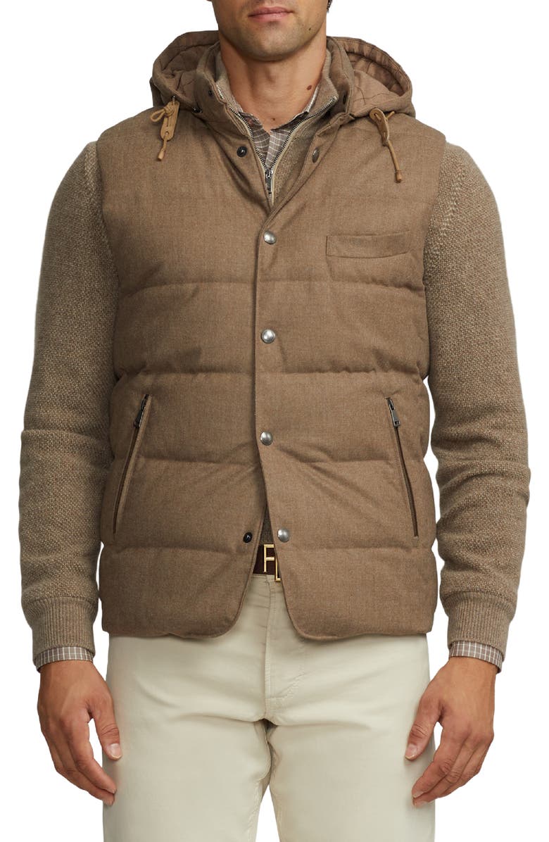 Ralph Lauren Purple Label Joel Wool 750 Fill Power Down Vest with Removable Hood, Main, color,