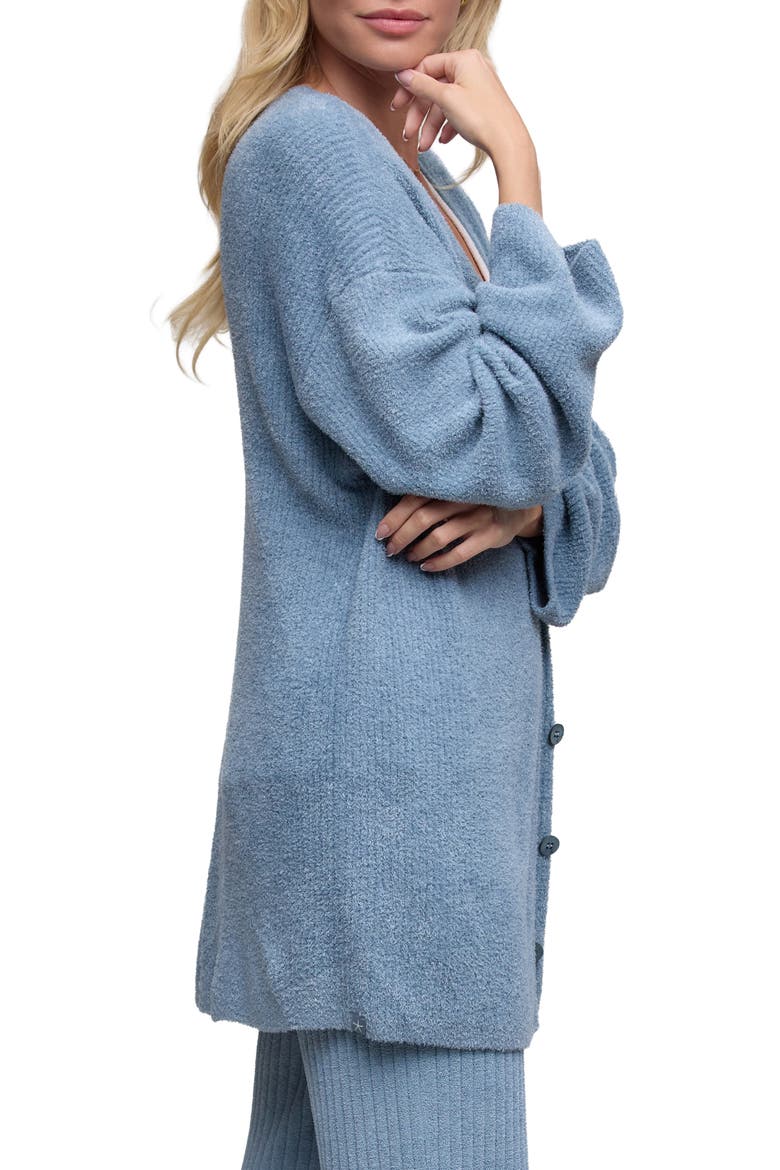Ribbed Button Front Cardigan, Alternate, color, BLUE AURA