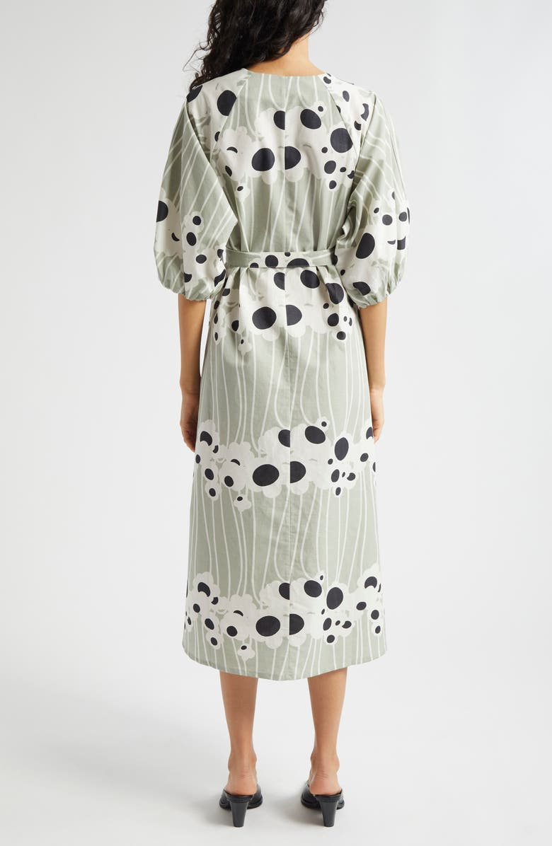 Marimekko Aiva Lammet Belted Midi Dress, Alternate, color, 