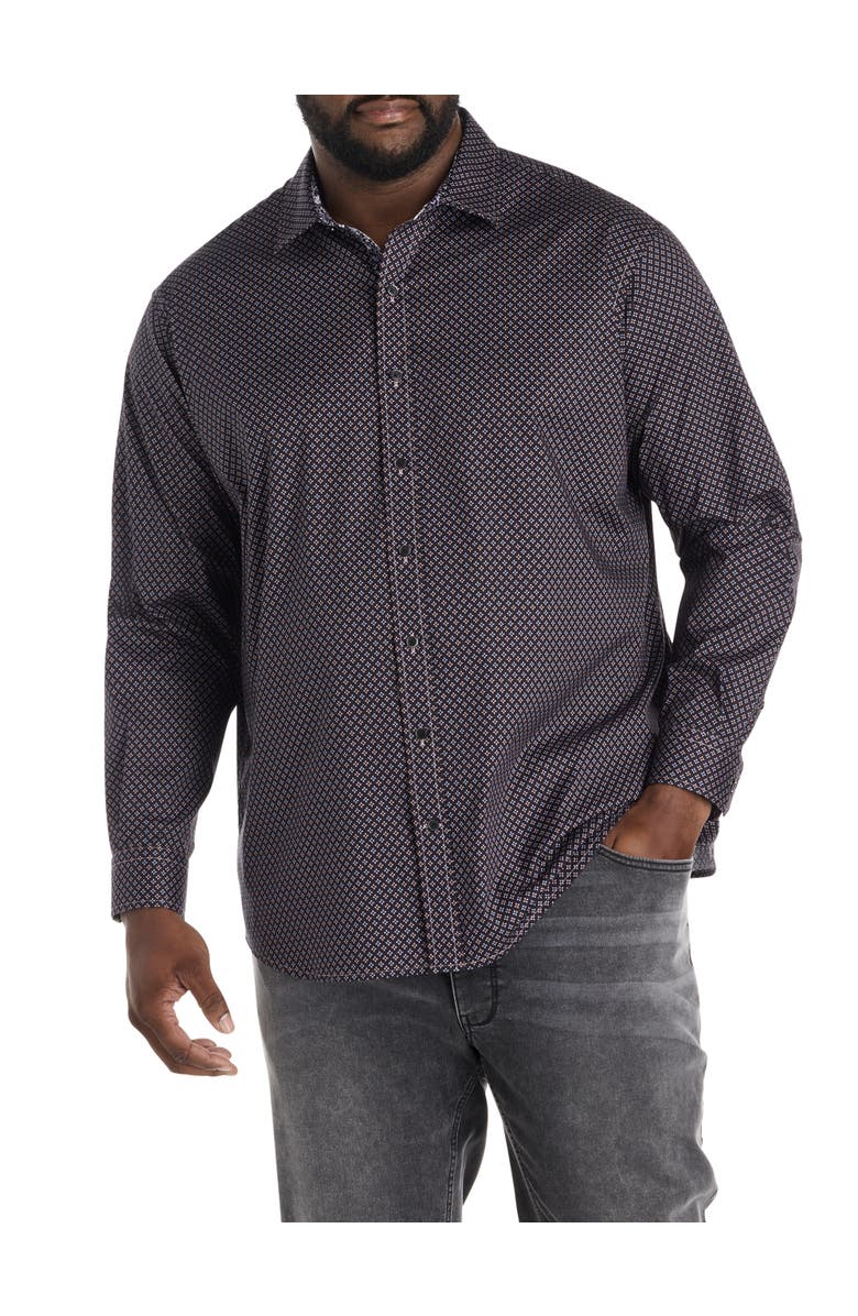 Synrgy by DXL Big & Tall Micro Diamond Print Sport Shirt, Alternate, color, Black