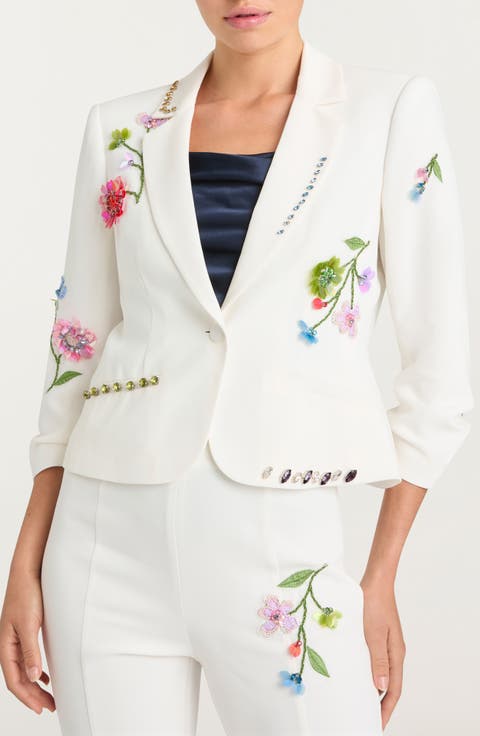 Khloe Le Petit Embellished Floral Vine Blazer