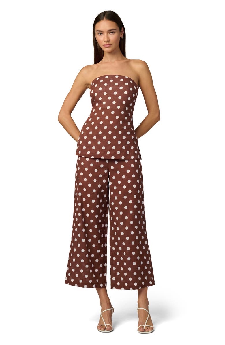 Joe's The Mariel Linen & Cotton Crop Wide Leg Pants, Alternate, color, Chocolate/Ecru Dot