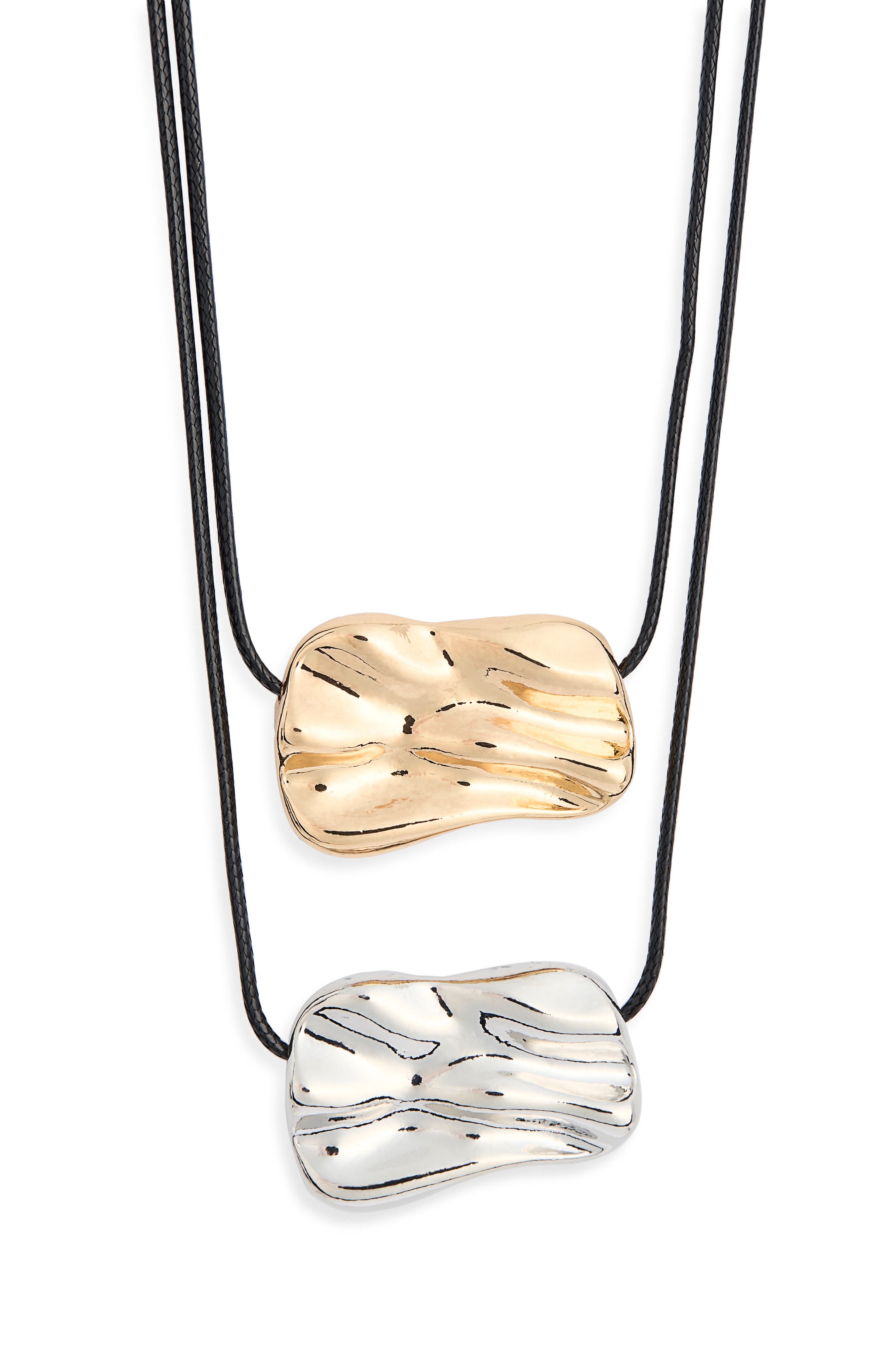 2-Pack Free Form Pendant Cord Necklaces