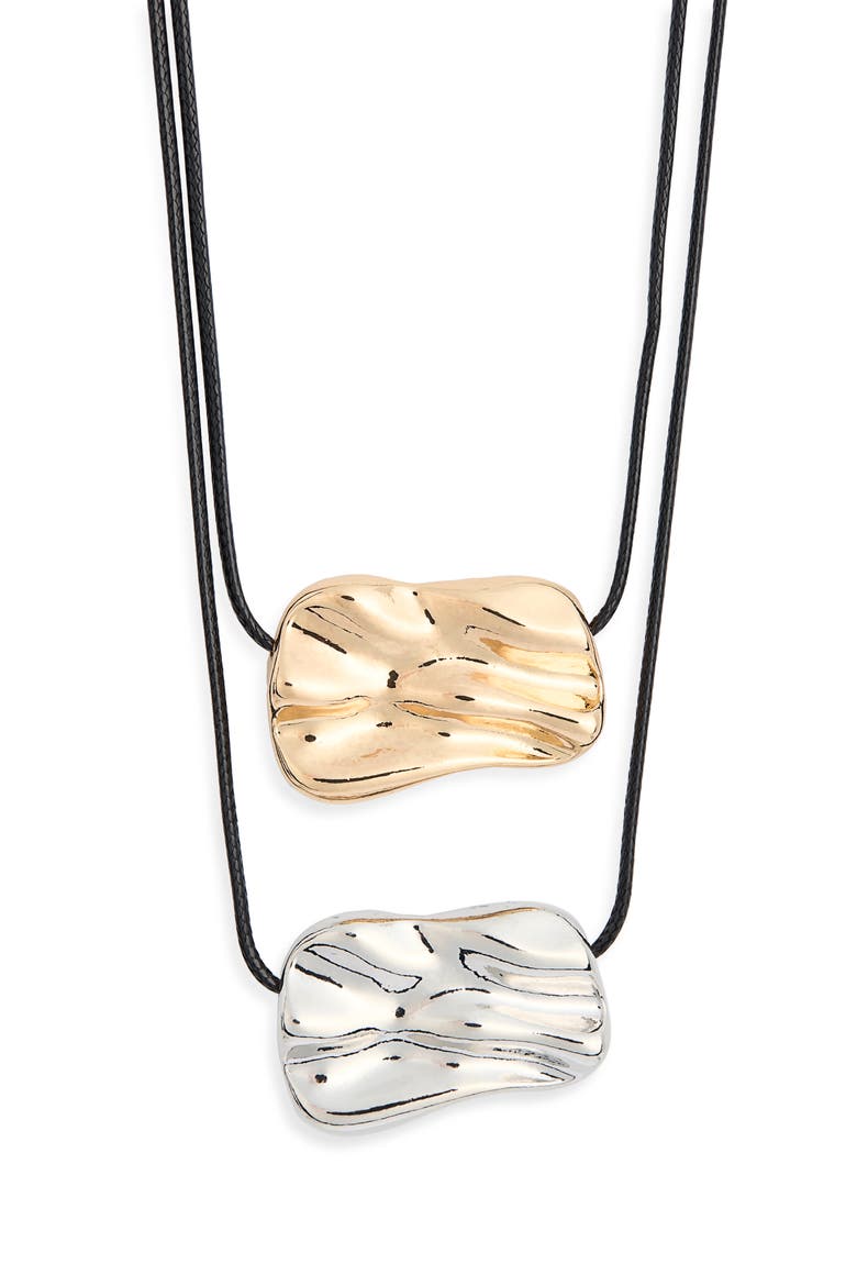 2-Pack Free Form Pendant Cord Necklaces, Main, color, GOLD/ SILVER