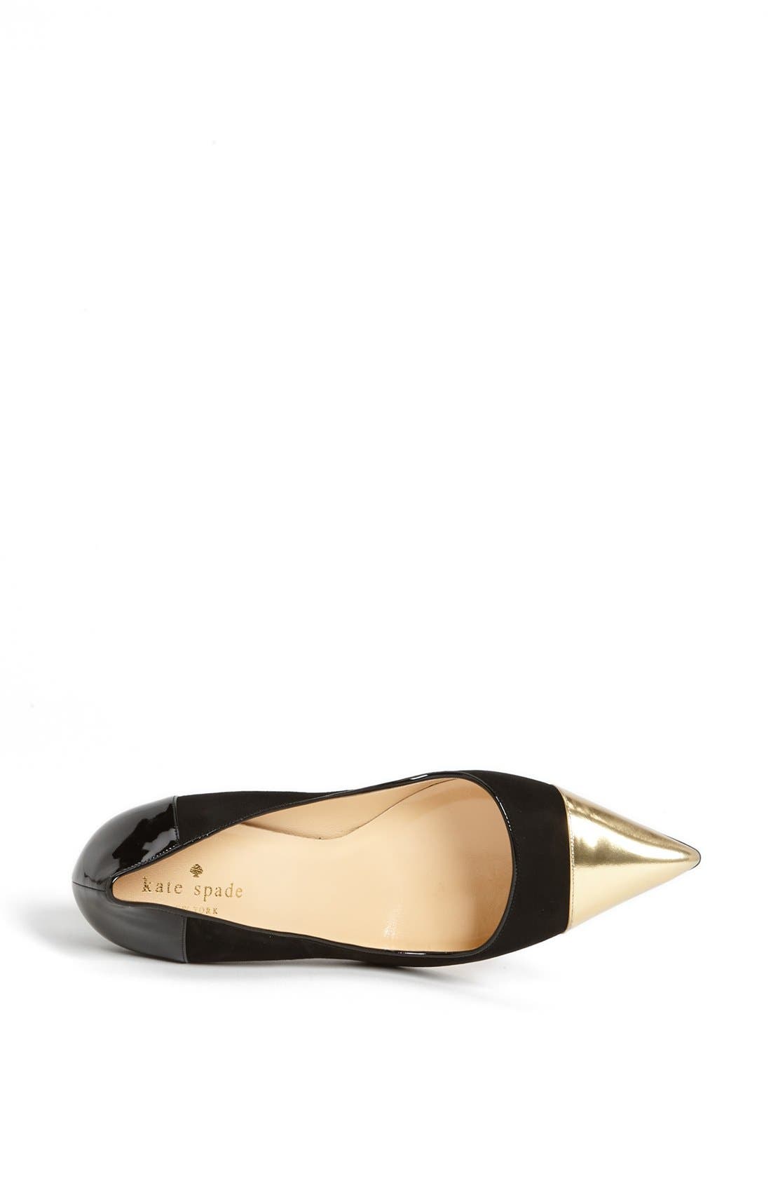'liberty' pump, Alternate, color, BLACK SUEDE/ GOLD SPECCHIO