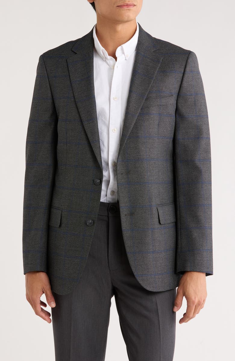 Original Penguin Plaid Two-Button Sport Coat, Main, color, Grey/ Blue