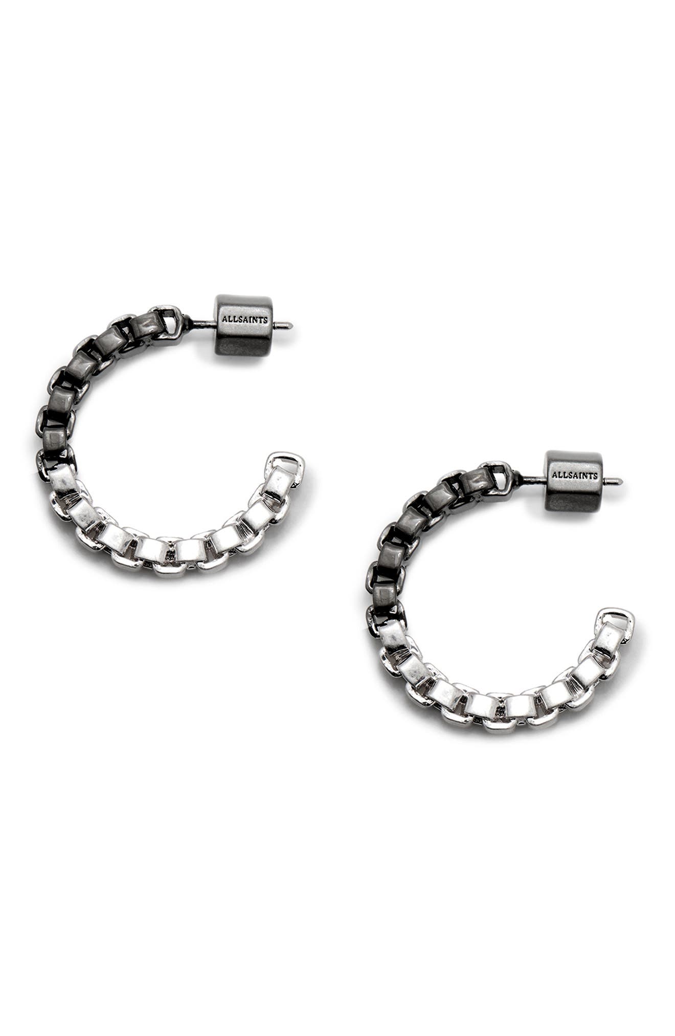 AllSaints Ombré Box Chain Hoop Earrings