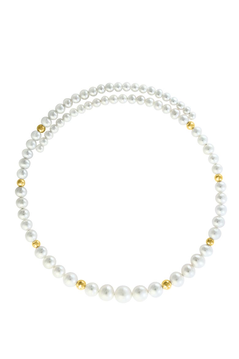 14K Yellow Gold Freshwater Pearl & Gold Bead Strand Necklace, Main, color, 14K Gold
