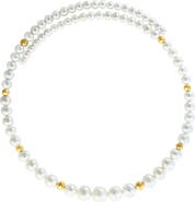 EFFY 14K Yellow Gold Freshwater Pearl & Gold Bead Strand Necklace