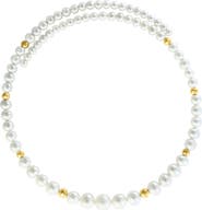 EFFY 14K Yellow Gold Freshwater Pearl & Gold Bead Strand Necklace