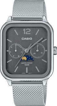 CASIO Moonphase Mesh Strap Watch, 44.5mm x 34mm