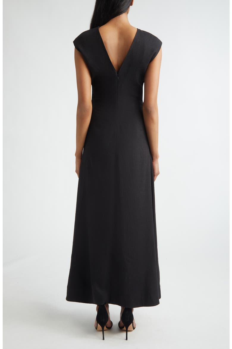 Mira Stretch Linen Blend Twill Dress, Alternate, color, BLACK