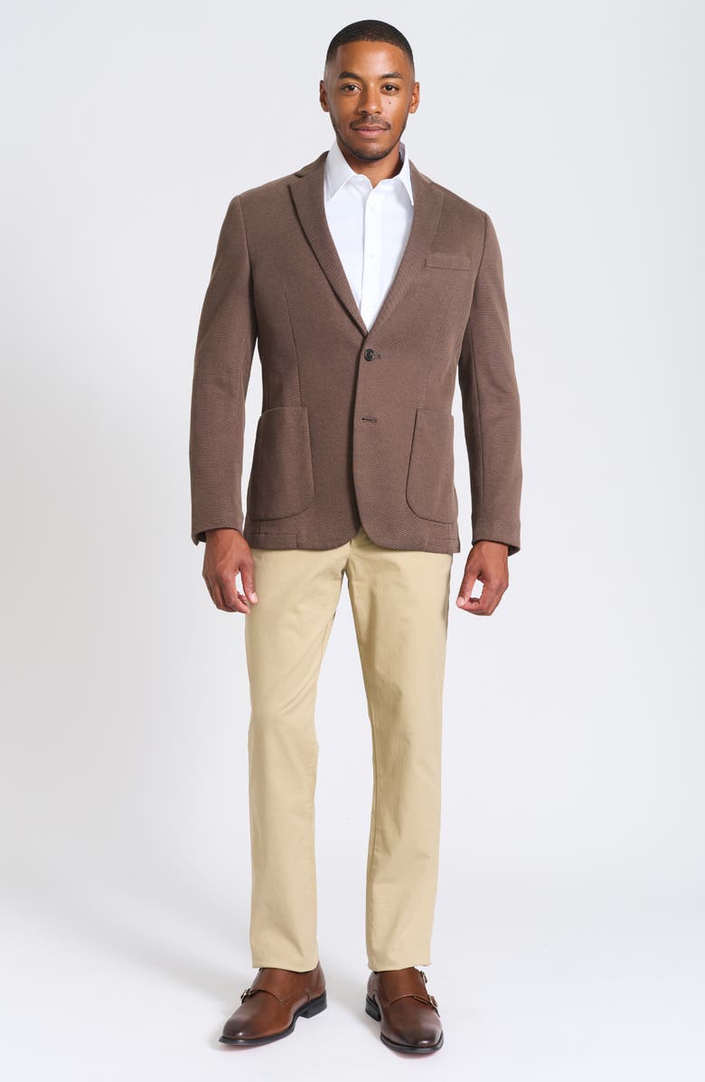 SAVILE ROW CO Brown Piqué Knit Sport Coat, Alternate, color, Brown