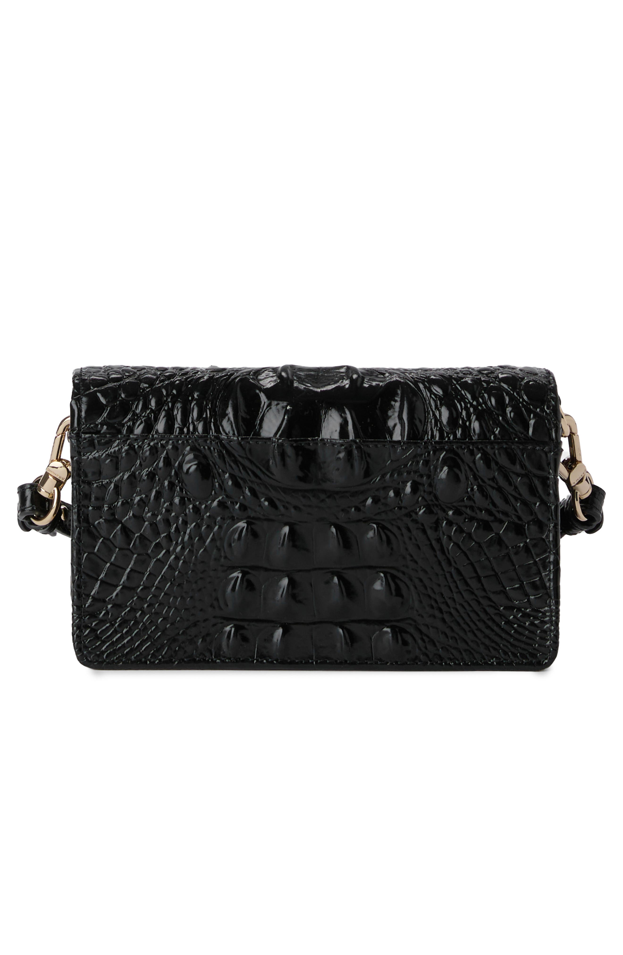 Brahmin Minuette Croc Embossed Leather Crossbody Bag, Alternate, color, Black