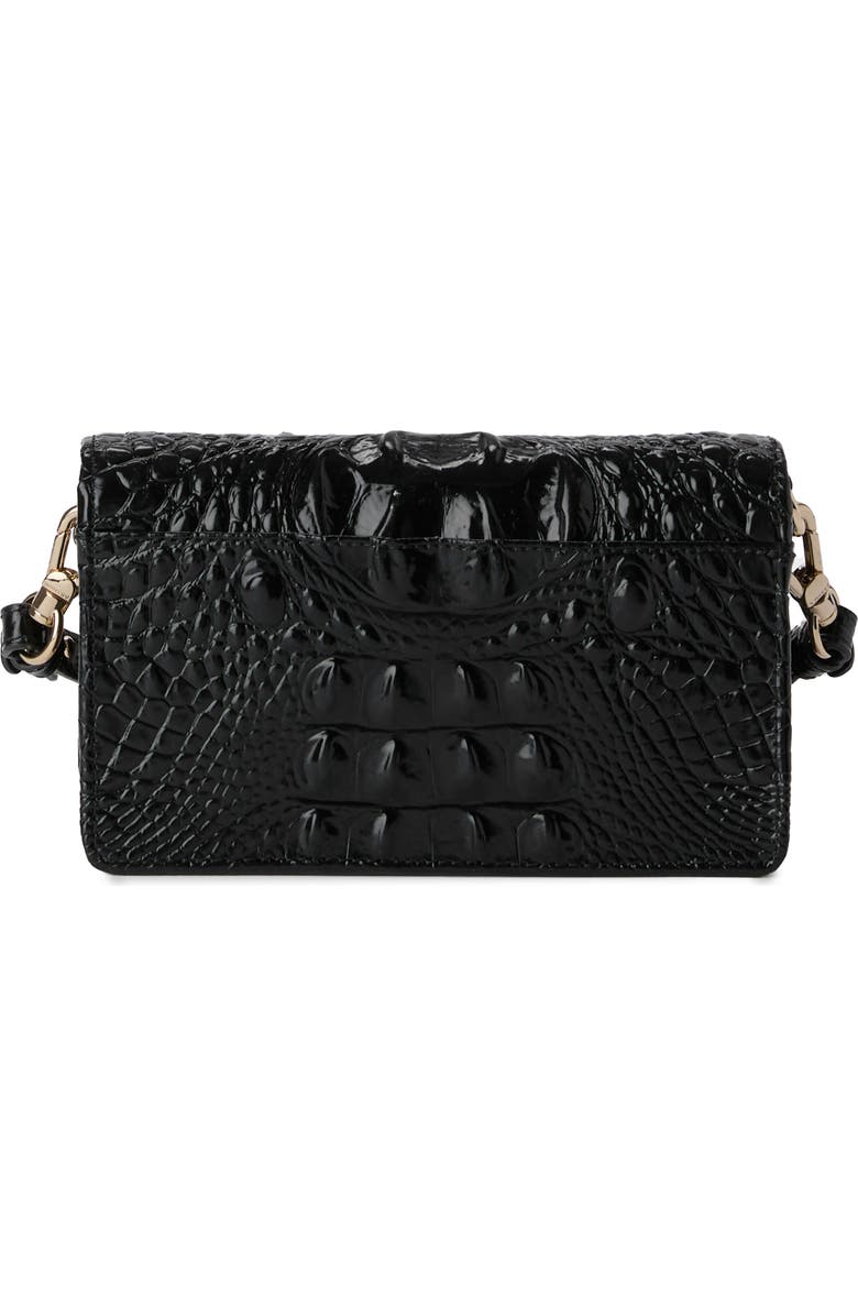 Brahmin Minuette Croc Embossed Leather Crossbody Bag, Alternate, color, Black