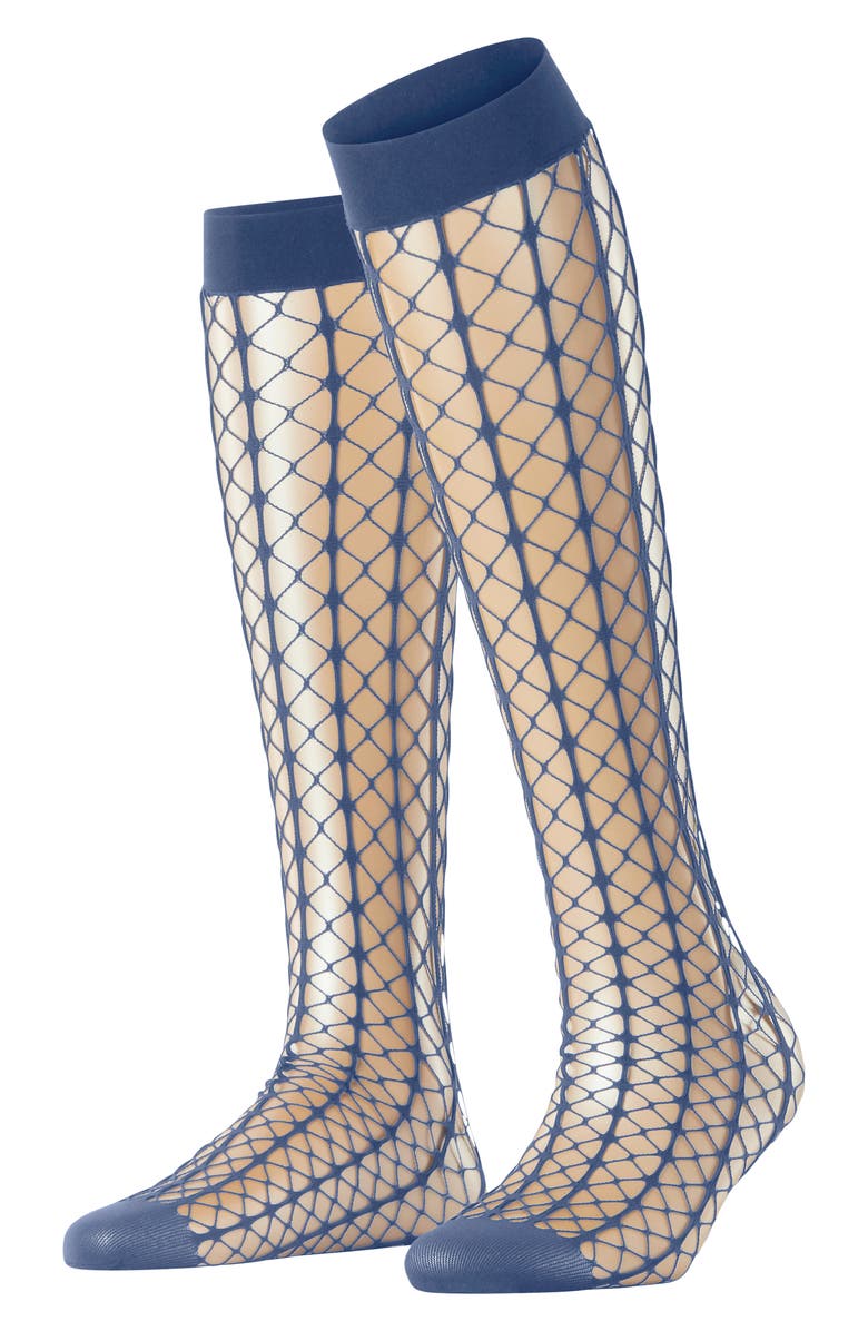 Falke Paradise Net Knee High Socks, Alternate, color, Smoky Blue