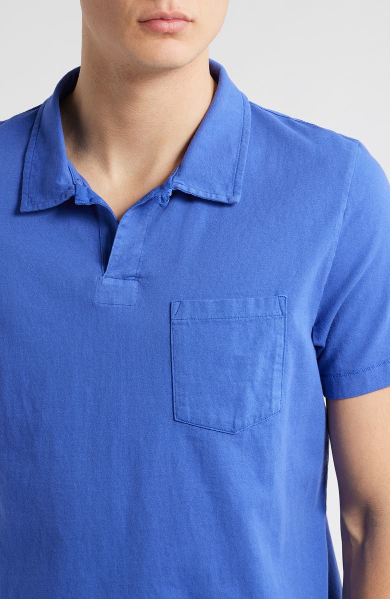 MERZ B SCHWANEN Classic Organic Cotton Jersey Polo with Pocket, Alternate, color, Vintage Blue