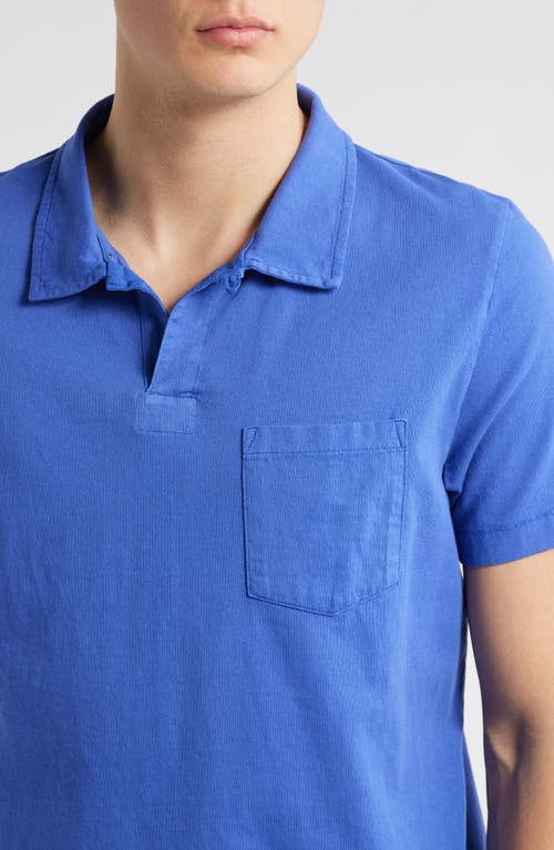 Merz B Schwanen Classic Organic Cotton Jersey Polo With Pocket In Vintage Blue