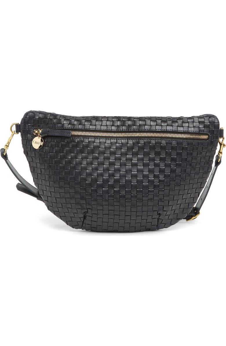 Clare V. Grande Woven Leather Belt Bag, Main, color,