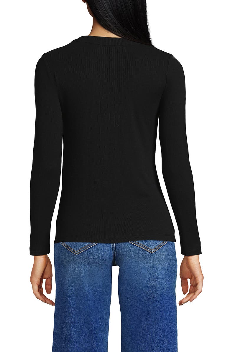 Lands' End Drapey Rib Skimming Long Sleeve Henley, Alternate, color, Black