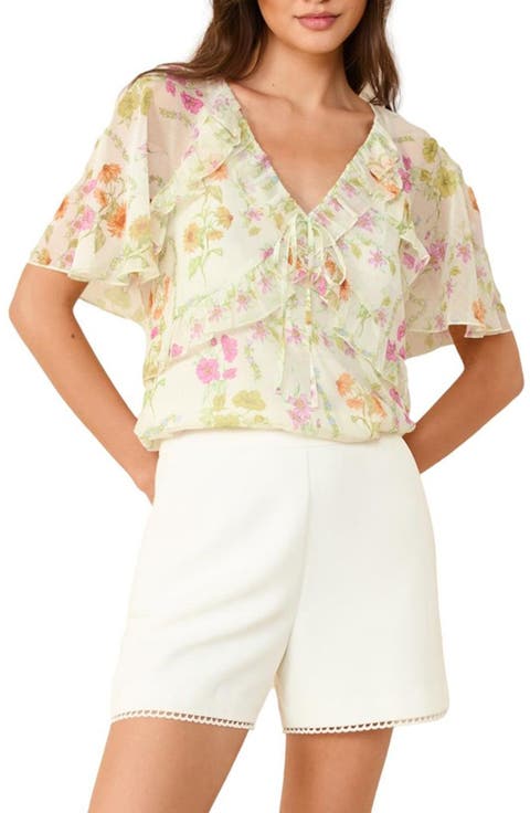 Floral Ruffle Chiffon Top