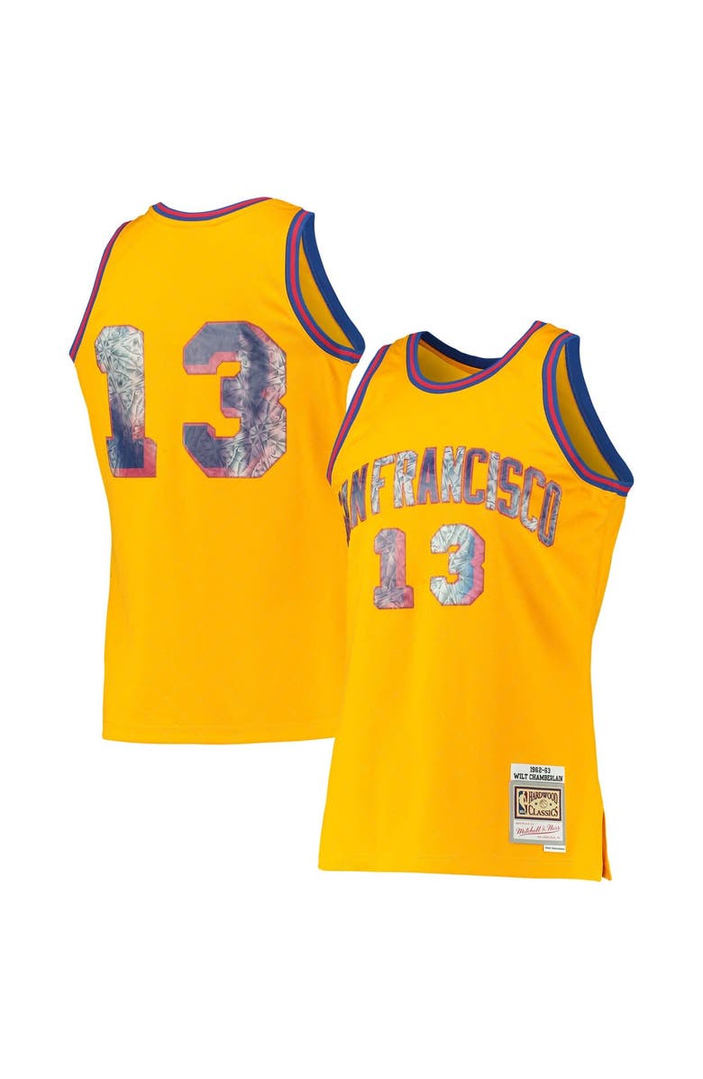 Mitchell & Ness Men's Mitchell & Ness Wilt Chamberlain Gold San Francisco Warriors 1962/63 Hardwood Classics NBA 75th Anniversary Diamond Swingman Jersey, Alternate, color, 