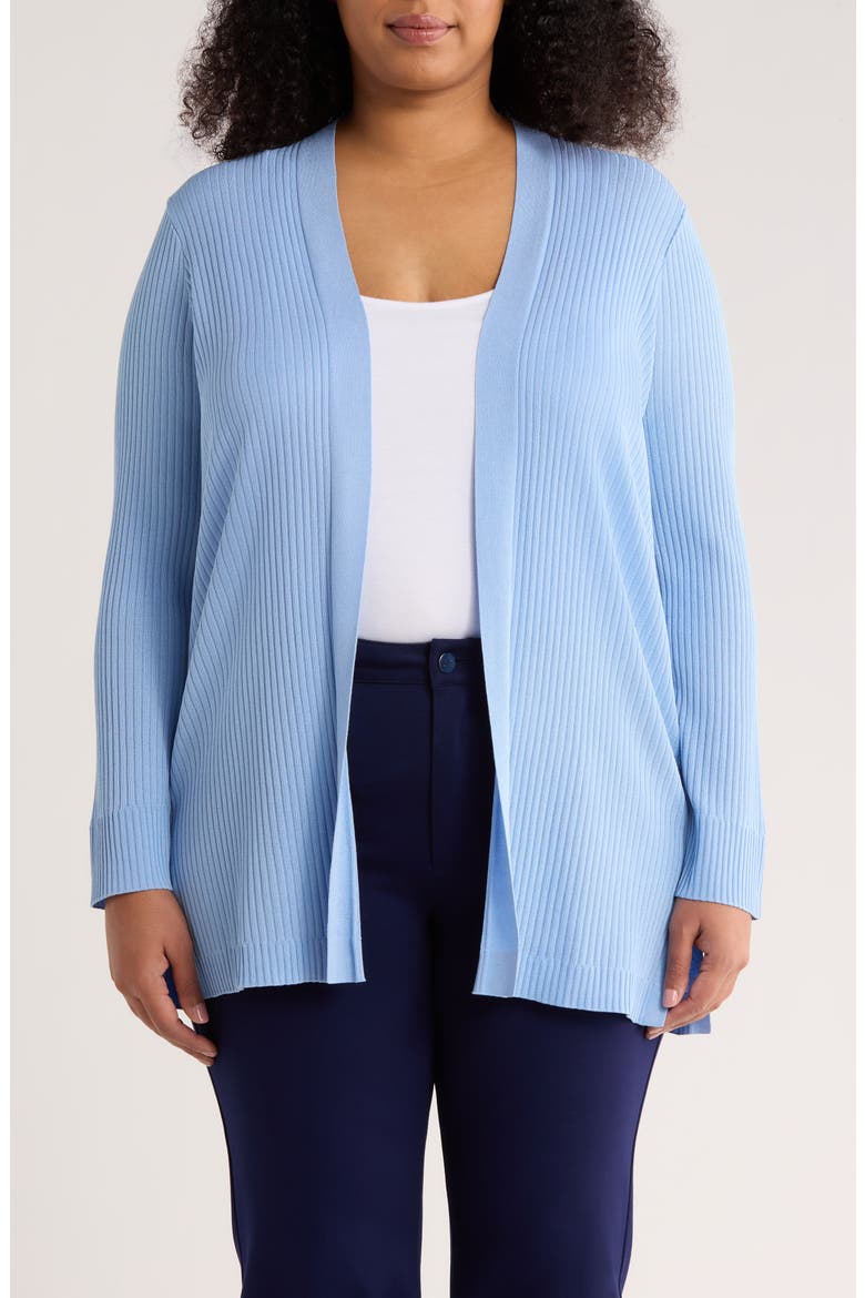 Sutton Open Front Rib Cardigan, Main, color, CHINTZ BLUE
