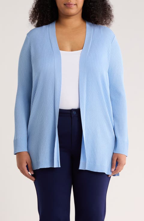 Sutton Open Front Rib Cardigan (Plus)