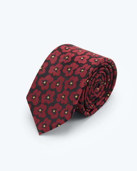Poppy Blooms Silk Jacquard Tie