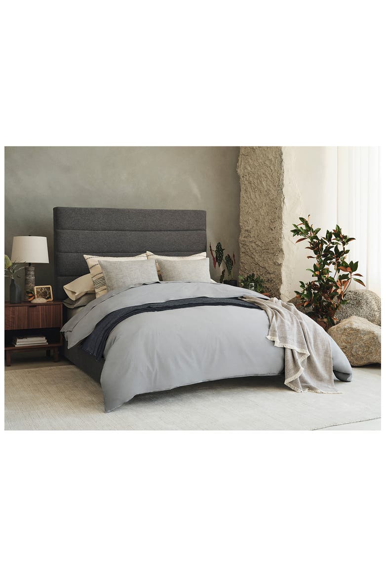 Organic Crinkled Percale™ Duvet Cover, Alternate, color, GRAPHITE CHAMBRAY