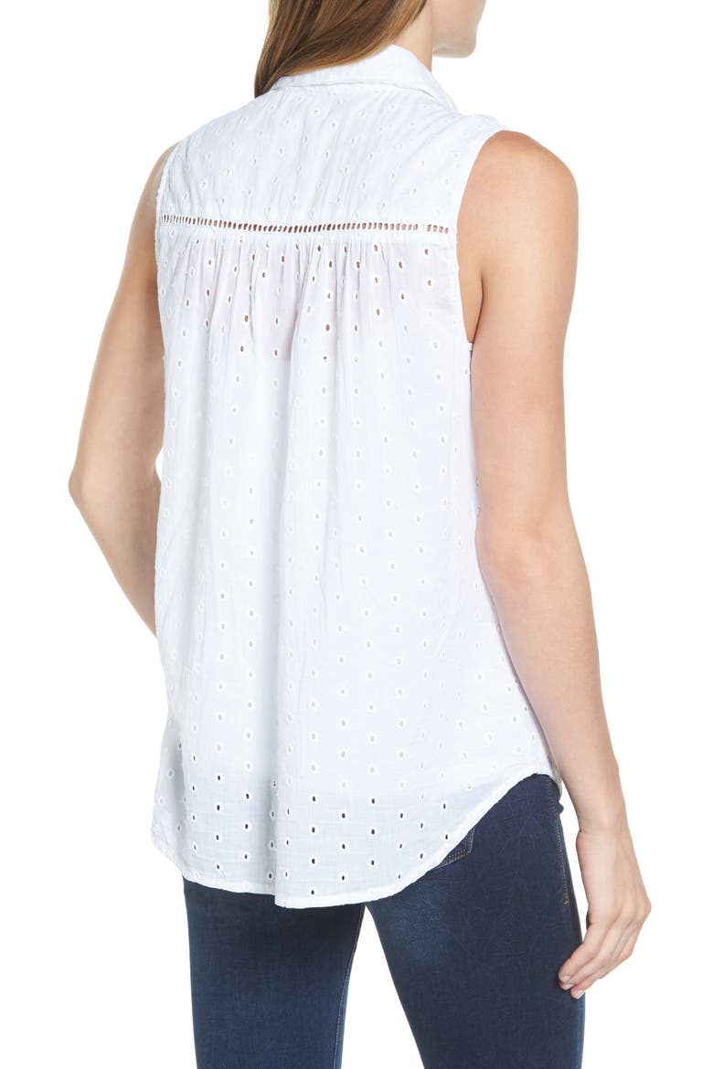 Shirred Eyelet Blouse, Alternate, color, EYELET