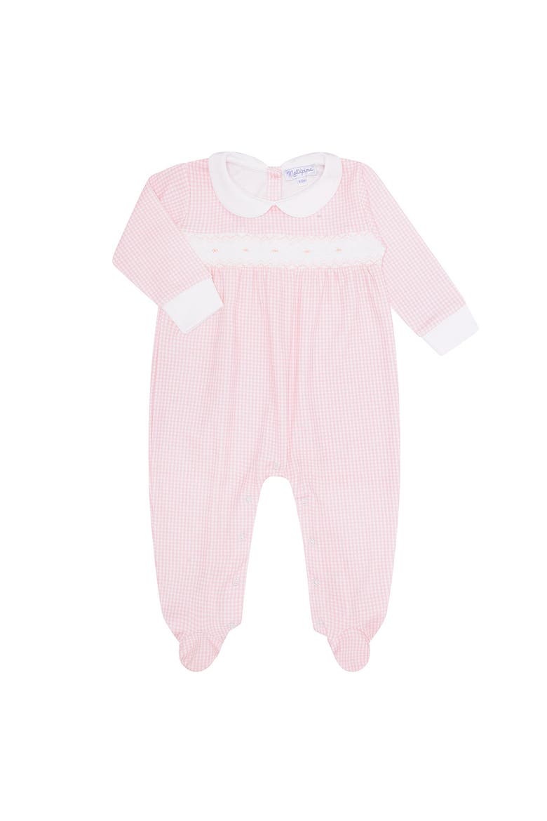 Pink Gingham Smocked Footie - Baby, Main, color, Pink