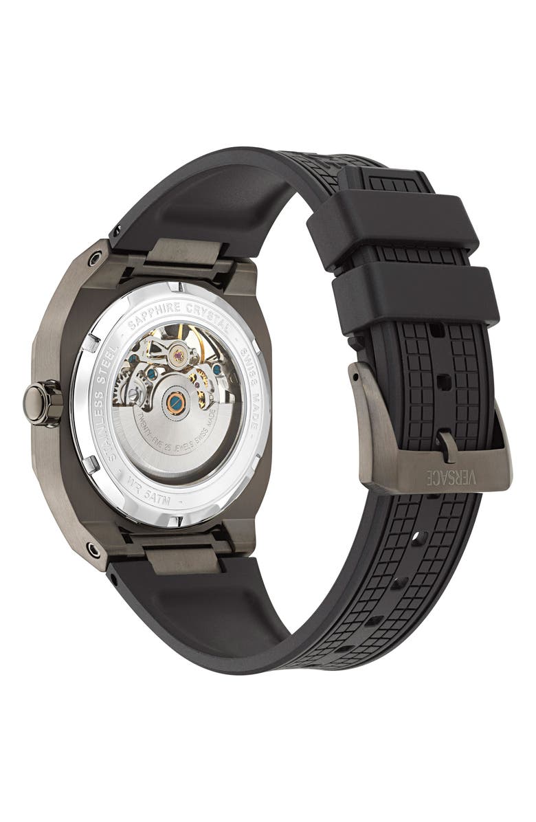 Versace V-Contempo GMT Silicone Strap Watch, 40mm, Alternate, color, Ip Gunmetal