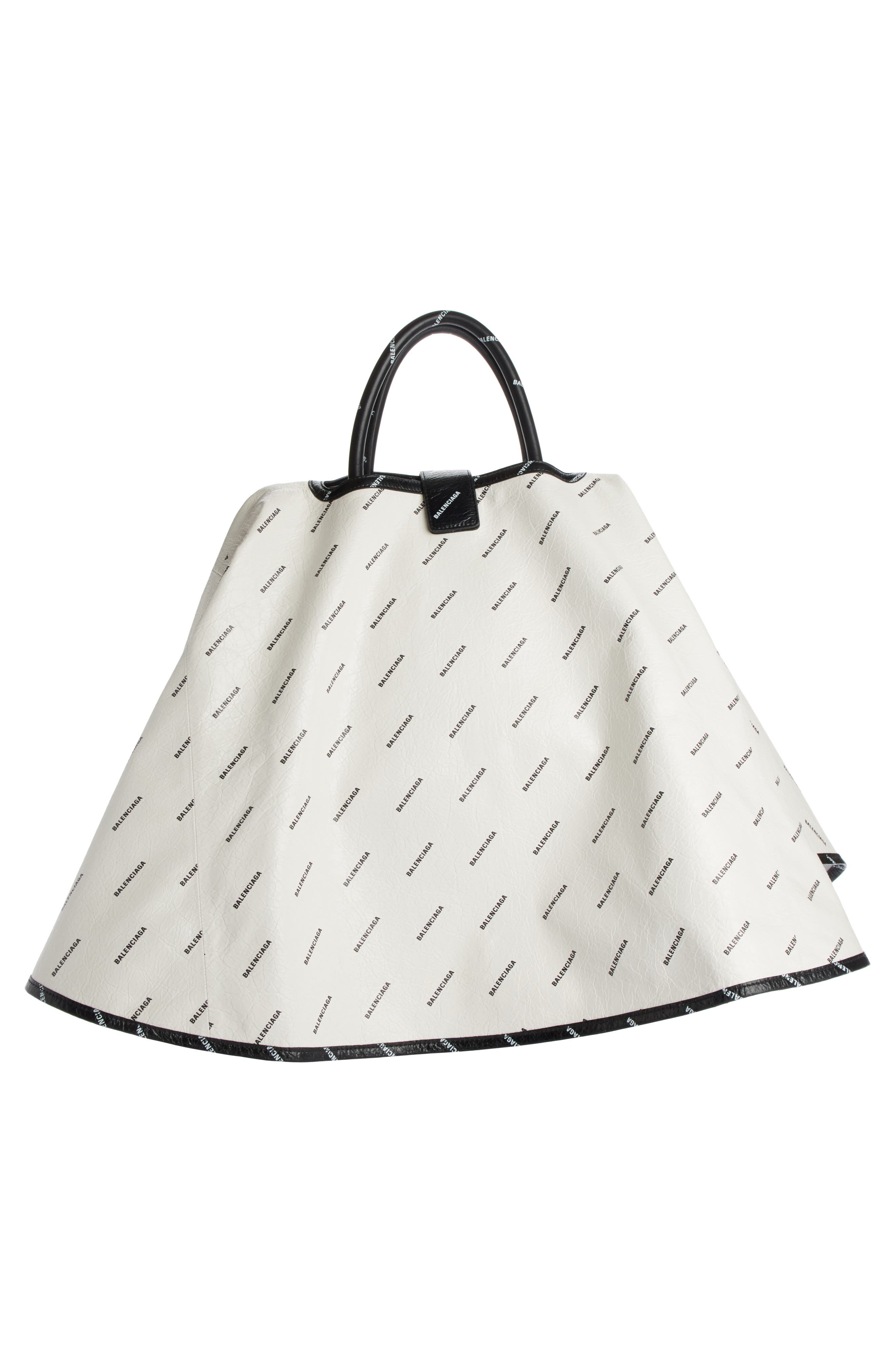 Balenciaga Allover Logo Leather Dome Satchel, Alternate, color, 