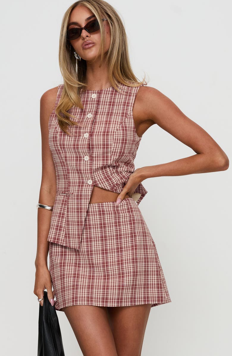 Princess Polly Theodosia Check Miniskirt, Alternate, color, 