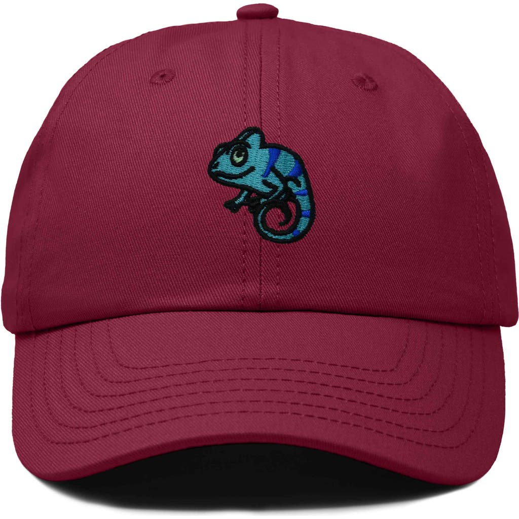 Dalix Chameleon Embroidered Dad Hat In Maroon