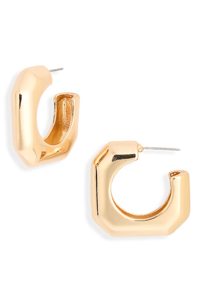 Squared Hoop Earrings, Main, color, GOLD