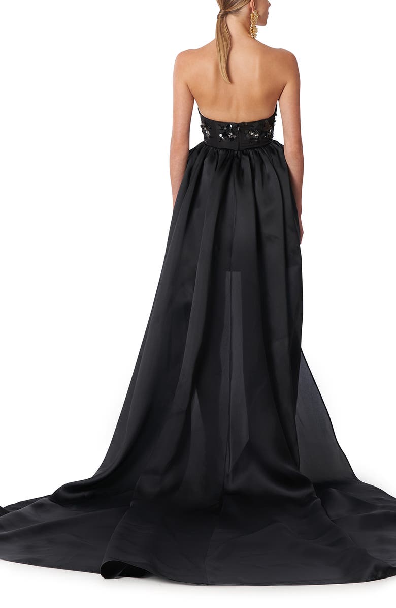 Carolina Herrera Strapless Bow Detail Silk Dress with Removable Train, Alternate, color,