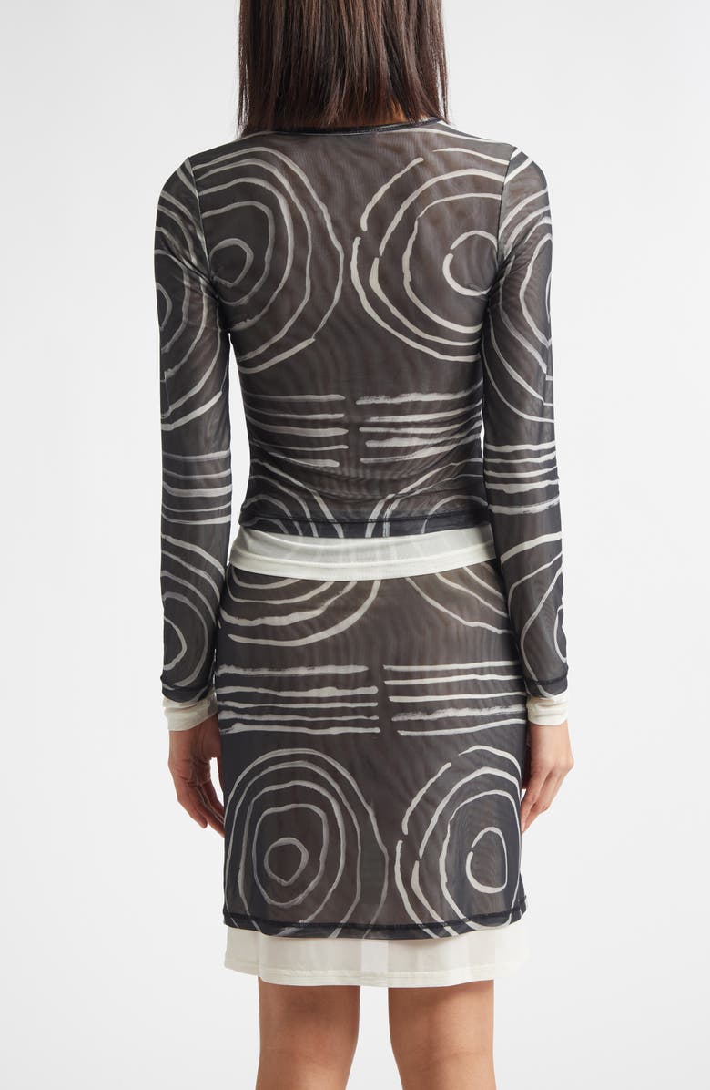 Eckhaus Latta Duet Double Layer Micromesh Long Sleeve Top, Alternate, color, Gesture