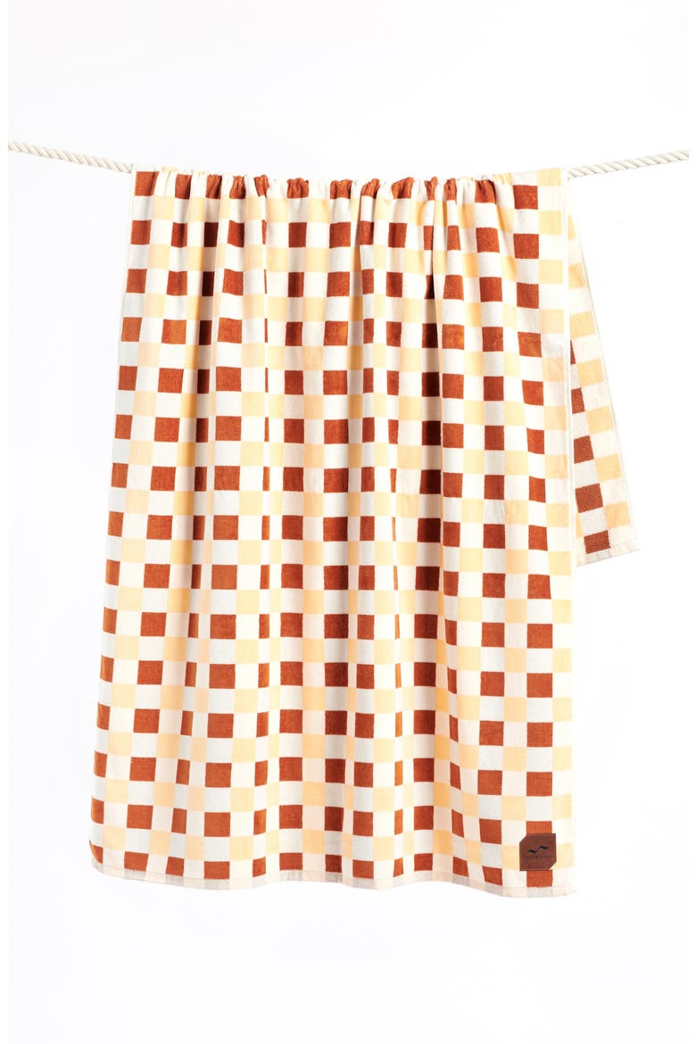 Check It Oversize Cotton Beach Towel, Alternate, color, BROWN TONES