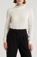 Sofia Cashmere Ruffle Mock Neck Cashmere Sweater
