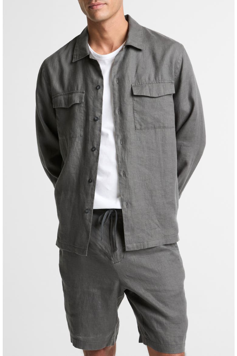 Linen Garage Button-Up Shirt, Main, color, SLATE