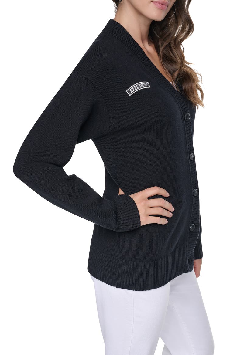 Pins Patches Cardigan, Alternate, color, BLACK